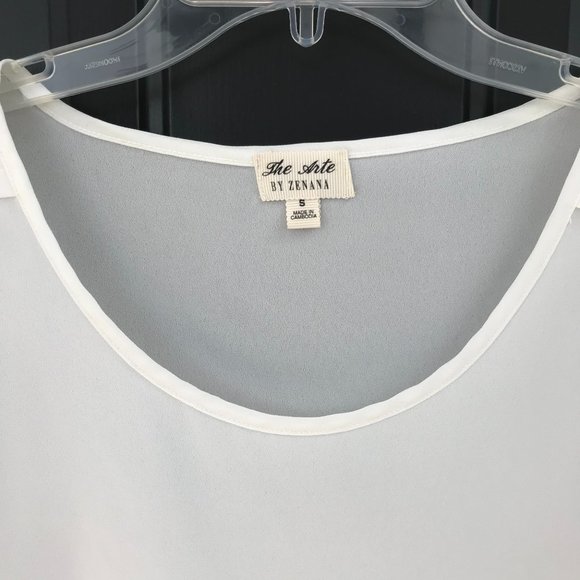 The Arte White Sailor Roll Sleeve Blouse Top, S - Picture 3 of 5